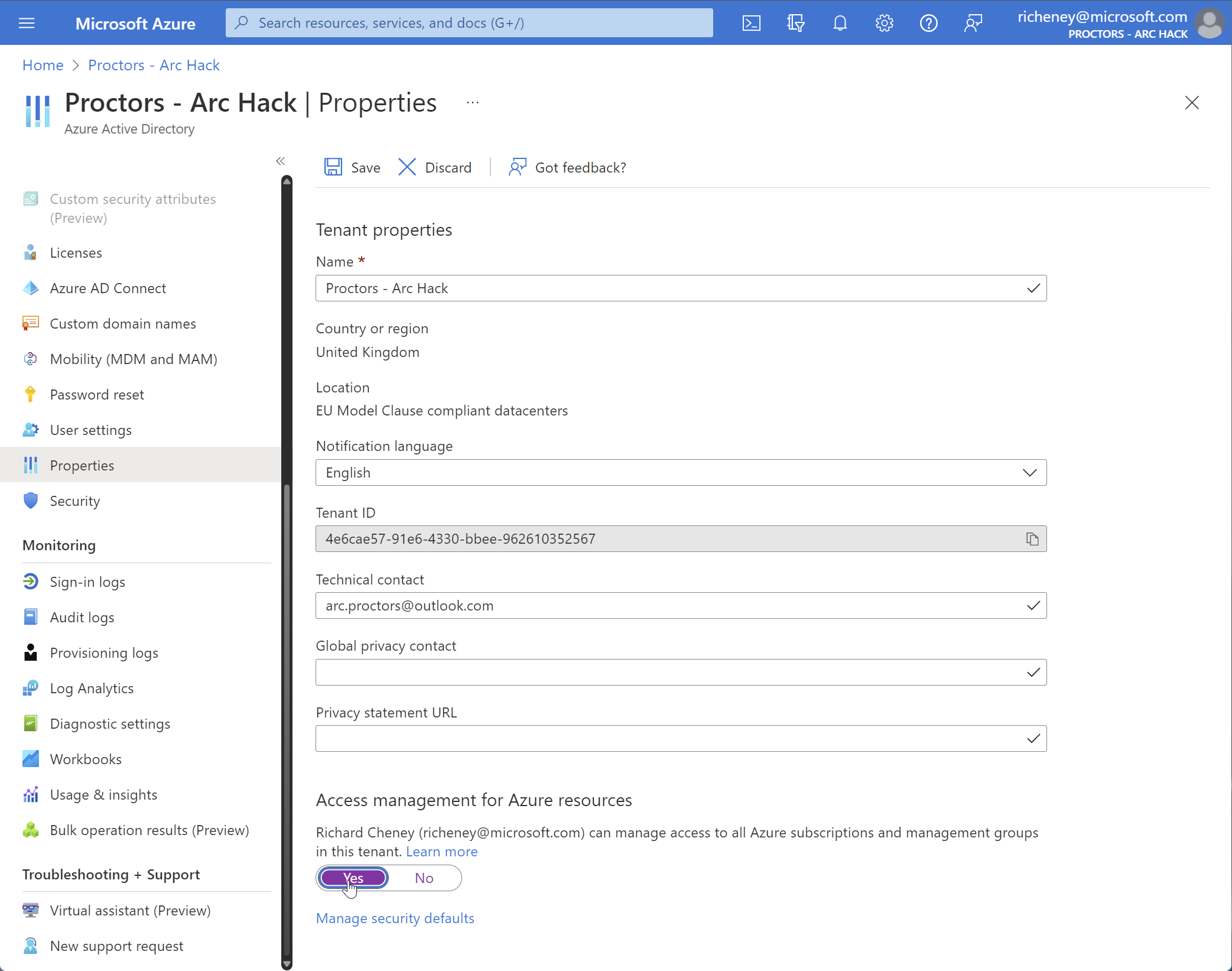 Elevate the permissions for Global Admin
